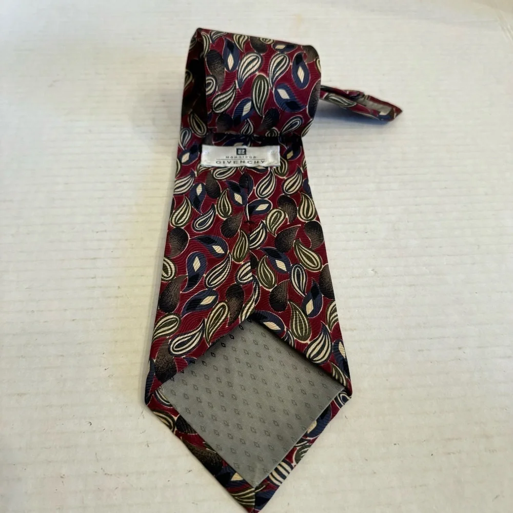 Vintage GIVENCy Monsieur Designer Silk Neck Tie Burgundy Business Preppy Classic